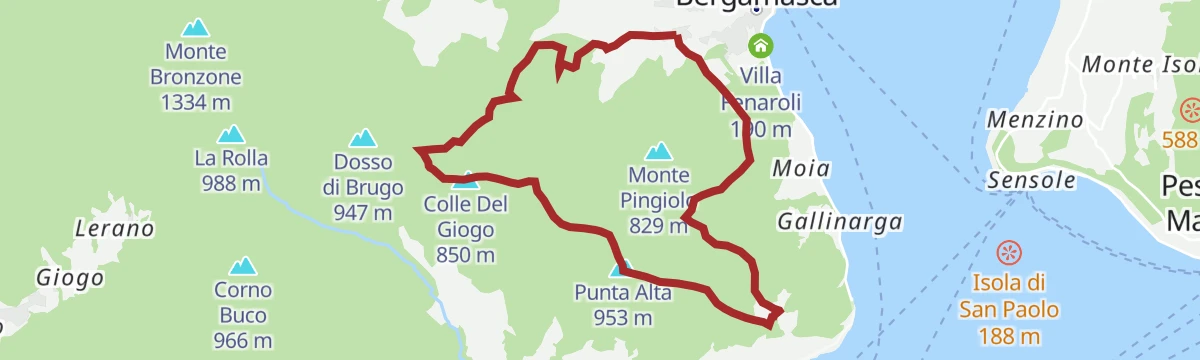 Route map: Hiking from Tavernola to Punta Alta and Colle del Giogo